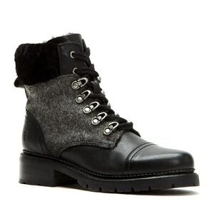 FRYE Women Size 9 Samantha Hiker Black Leather Combat Bootie Water Resistant